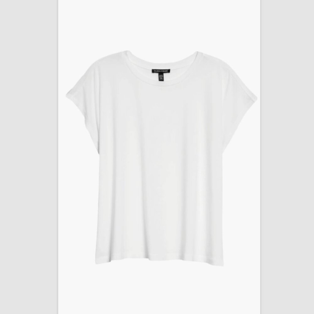 Eileen Fisher White Crewneck Boxy T-Shirt - Picture 6 of 6